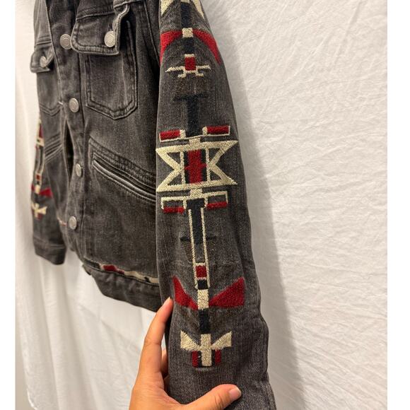 Isabel Marant Pour‎ H&M Tribal Arms Denim Jean Jacket Girls US 9-10Y - Picture 5 of 7